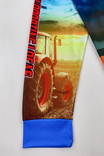Tailor Made Long Sleeve Mens Polo Shirt Design Full Fit Dye Sublimation Three Buttons Australian Farm Engineering Gear Long Sleeve Polo Shirt Center 100%Polyester P1429 side view